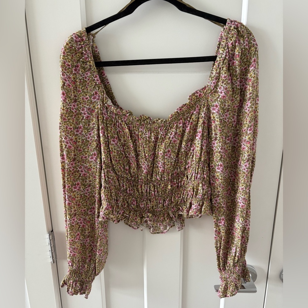 H&M Square Neck Floral Blouse